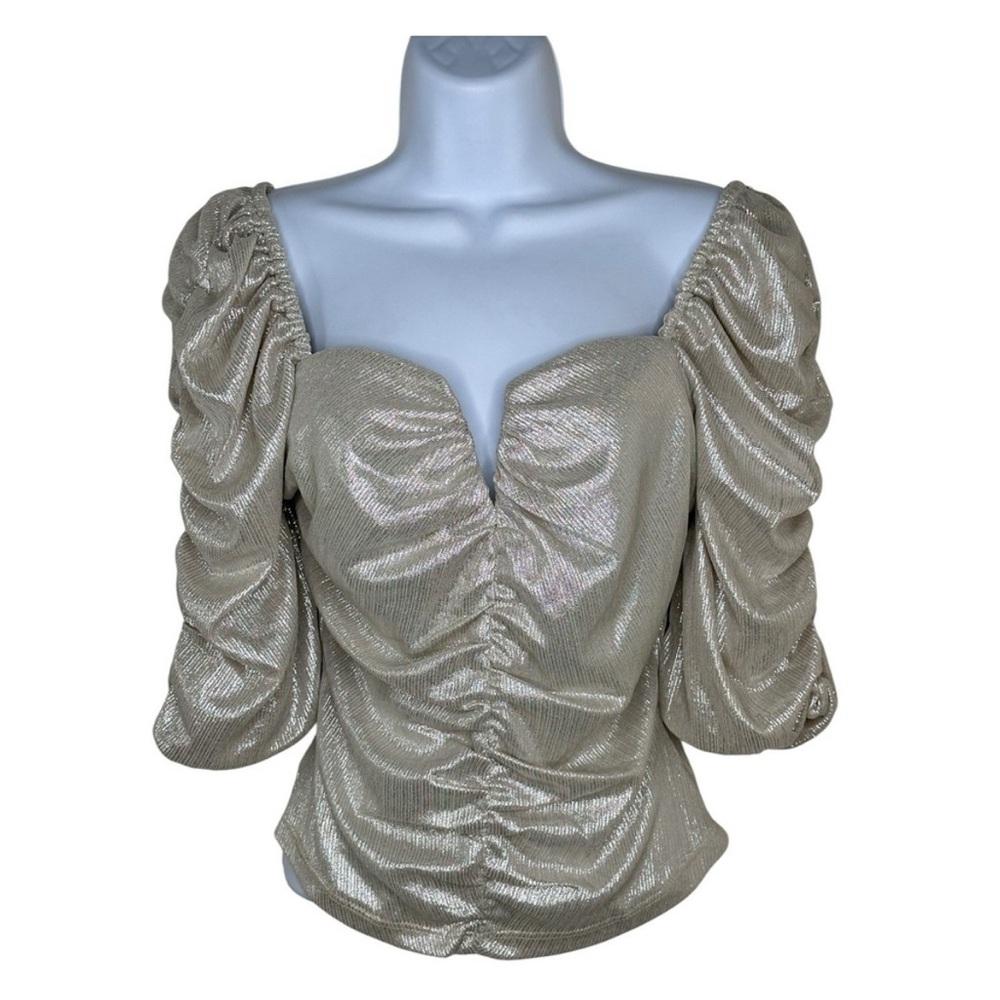 Elegant Champagne Puff Sleeve Top